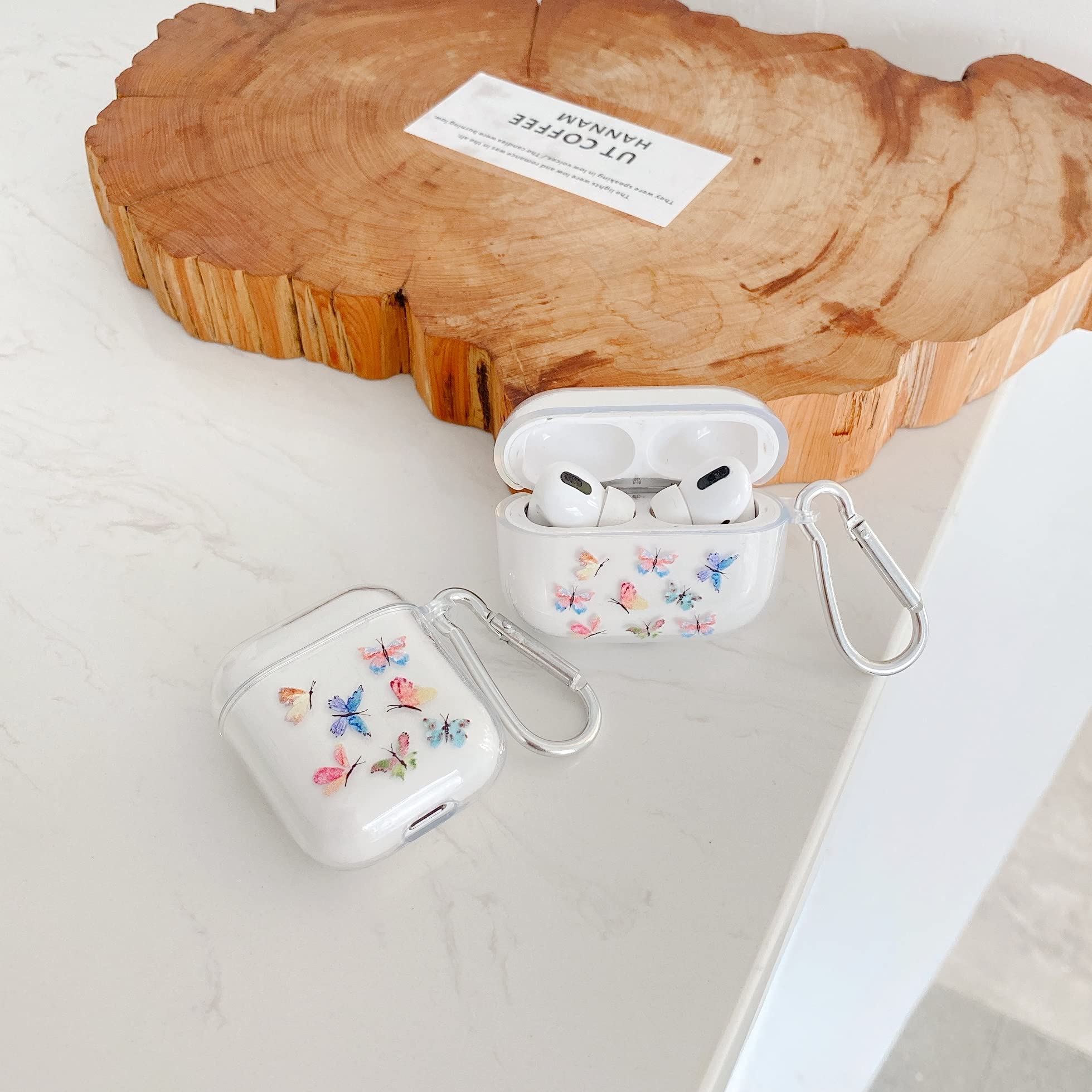 AirPods 3 Hülle Mit Armband – Schmetterling-Muster, Transparent Rosa, TPU-Schutz