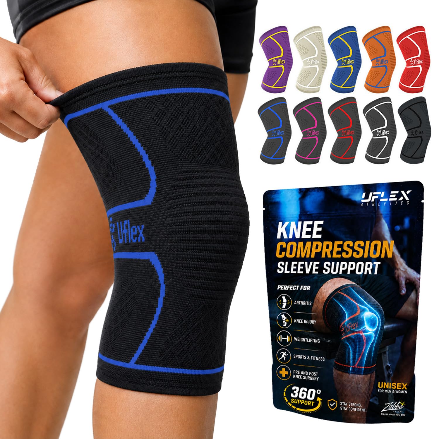 UFlex Athletics Knee Brace Sleeve Men &amp; Women