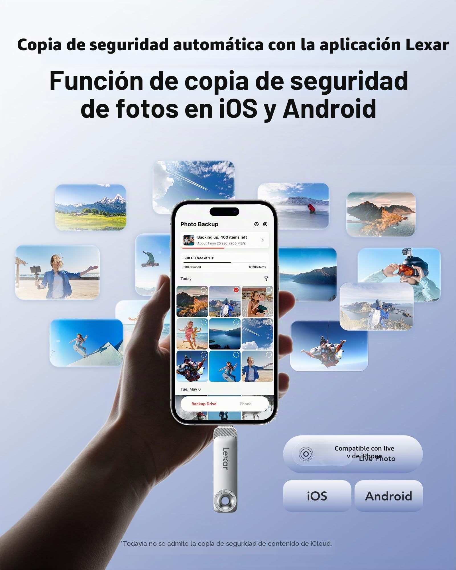 Lexar D50E 128GB Unidad SSD Dual, Unidad Flash USB con hasta 400 MB/s de Lectura y 360 MB/s de Escritura, Puertos USB-C y USB-A, Diseño Giratorio Metálico, Compatible iPhone 17, Android, PC
