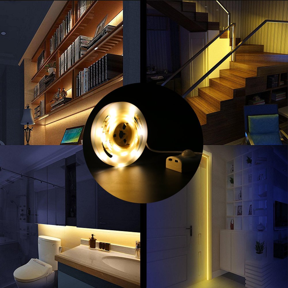 Luce LED Per Armadio A Batteria Con Sensore Movimento - Striscia 1M 30LED, Bianco Freddo 6000K, Per Guardaroba E Casa - Foto 5