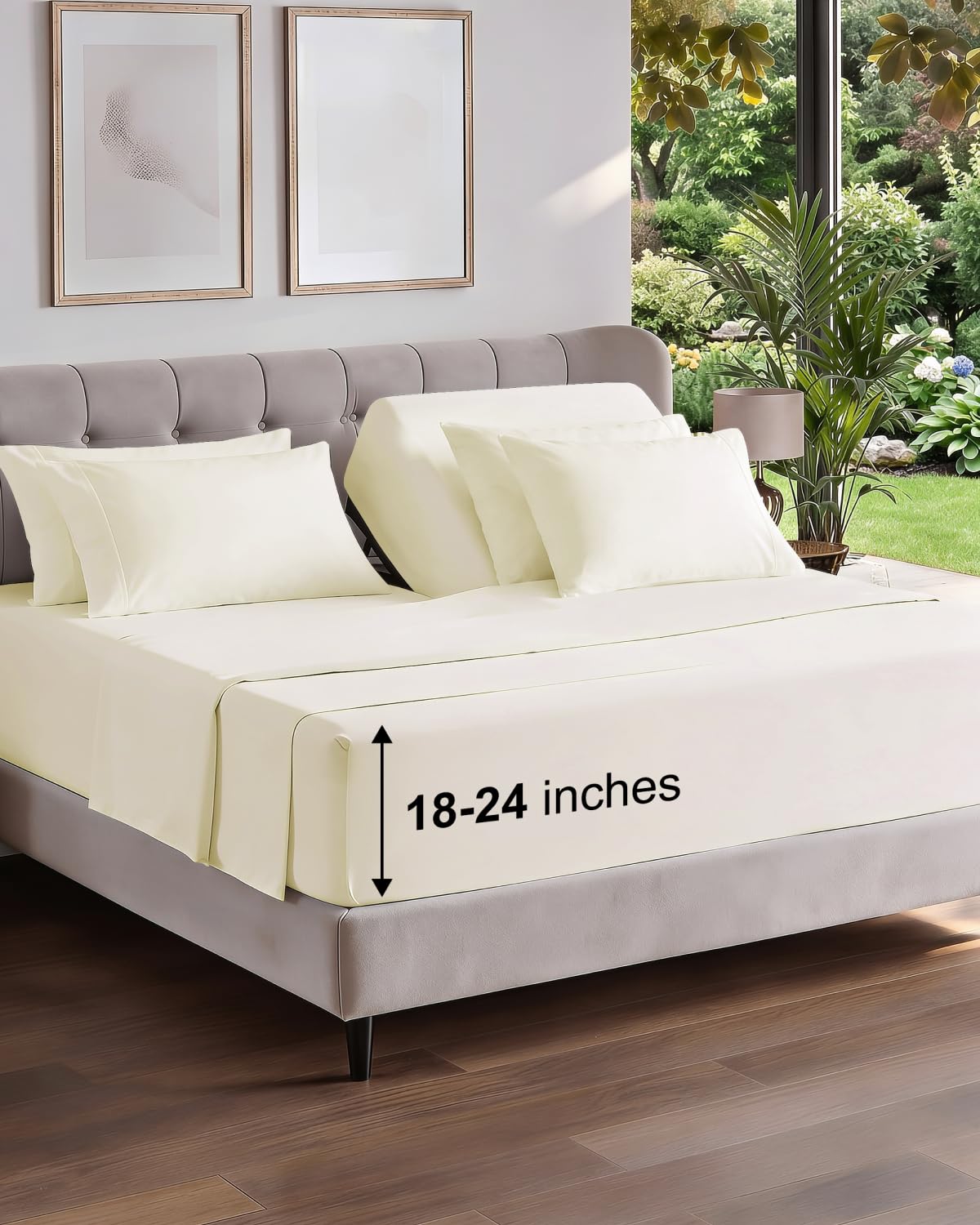 CGK Extra Deep Flex Top Split Head King 6pc Cooling Sheet Set - Off White