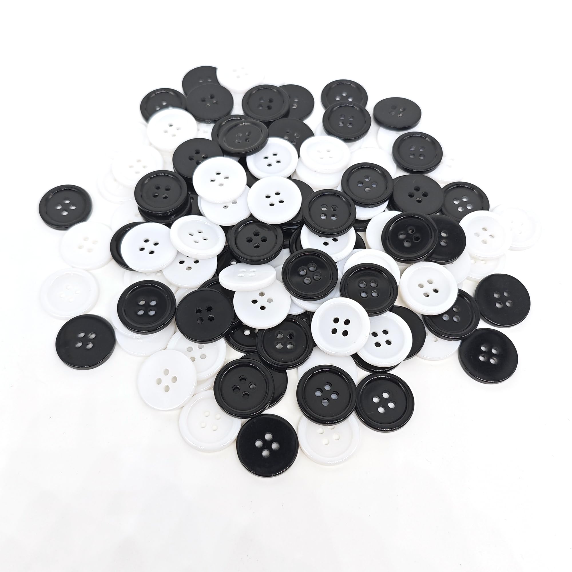 CANDEOLA 120-Pcs 3/4" Black White Resin Sewing Buttons | Bulk Buttons for Sewing Crafts Clothes Decorations (20mm, 2 Colors: Black & White, 60 Pcs/