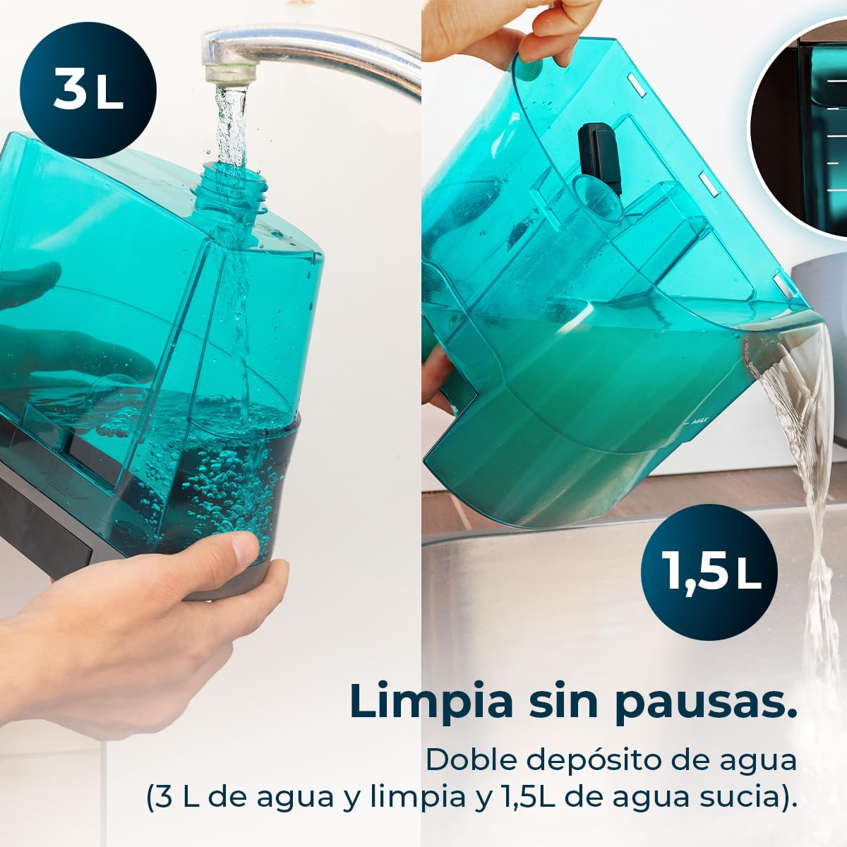 Cecotec Limpiador Aspirador de Tapicerías y Alfombras, Aspiradora de Trineo Conga CarpetClean 10000 EasyHome. 800W, Depósito de Agua Limpia 3L y Agua Sucia 1,5L, Multisuperficie, Kit Accesorios