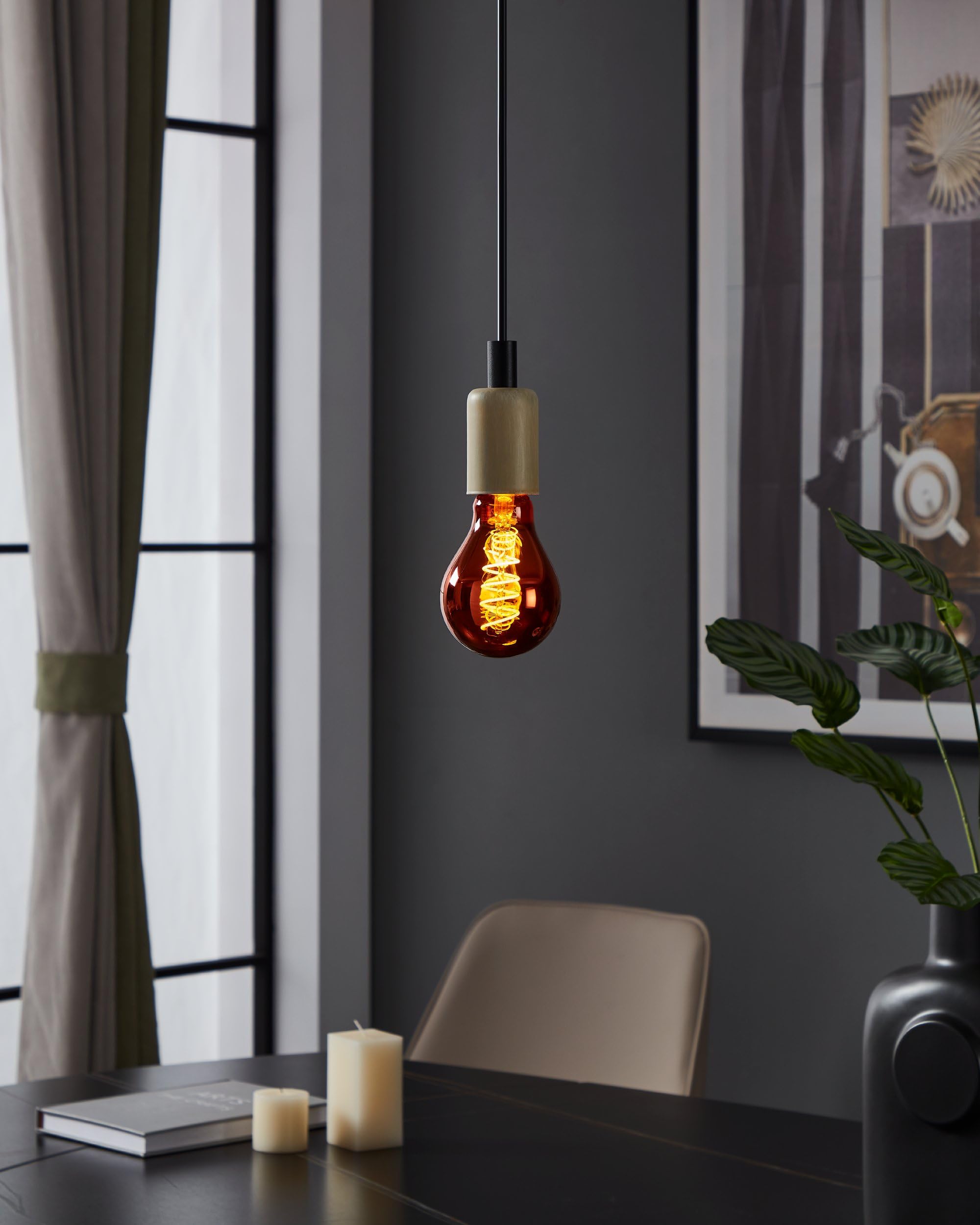 EGLO E27 LED ściemniana, spiralna Żarówka vintage, miedziana w stylu retro, 4 Watt, 30 Lumen, ciepła biel, 2000k, Żarówka Edisona A75, Ø 7,5 cm