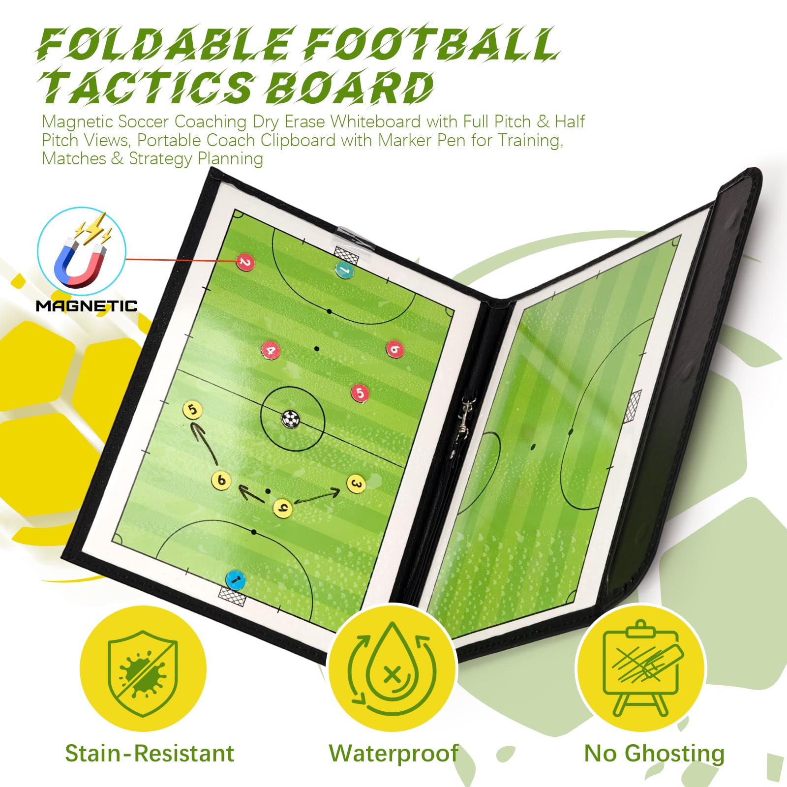 Pizarra Futbol Sala Entrenador Magnetica Futsal con Imanes Lapiceros Carpeta Tactica