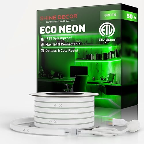 Miniatura 1 de Shine Decor Cuerda de luces LED CA de 120 V, conectables y cortables, sin puntos, 120 LEDsM, tira de iluminación ecológica, ETL IP65 impermeable y