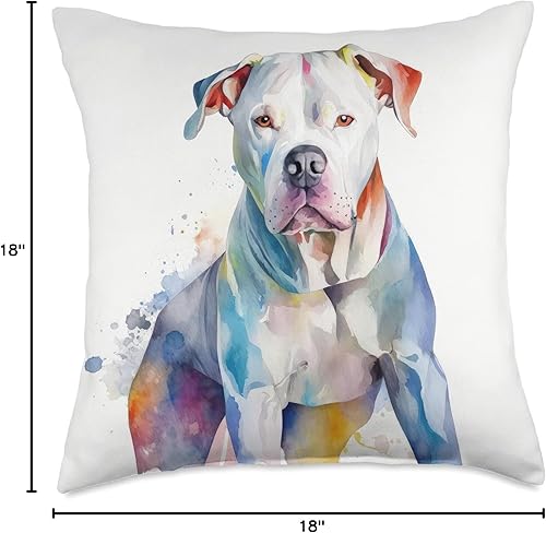 Miniatura 6 de Charming Watercolor Dog Art Dogo Argentino Dogo Argentino Colorful Watercolor Dog Throw Pillow, 16x16, Multicolor