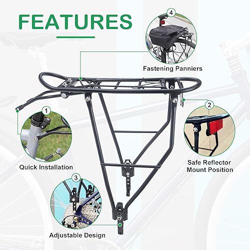 Miniatura 5 de L-TWOO Portabicicletas de aleación ligera de aluminio con altura ajustable para bicicleta de 24 a 28 pulgadas  700 C para bicicleta de montaña y