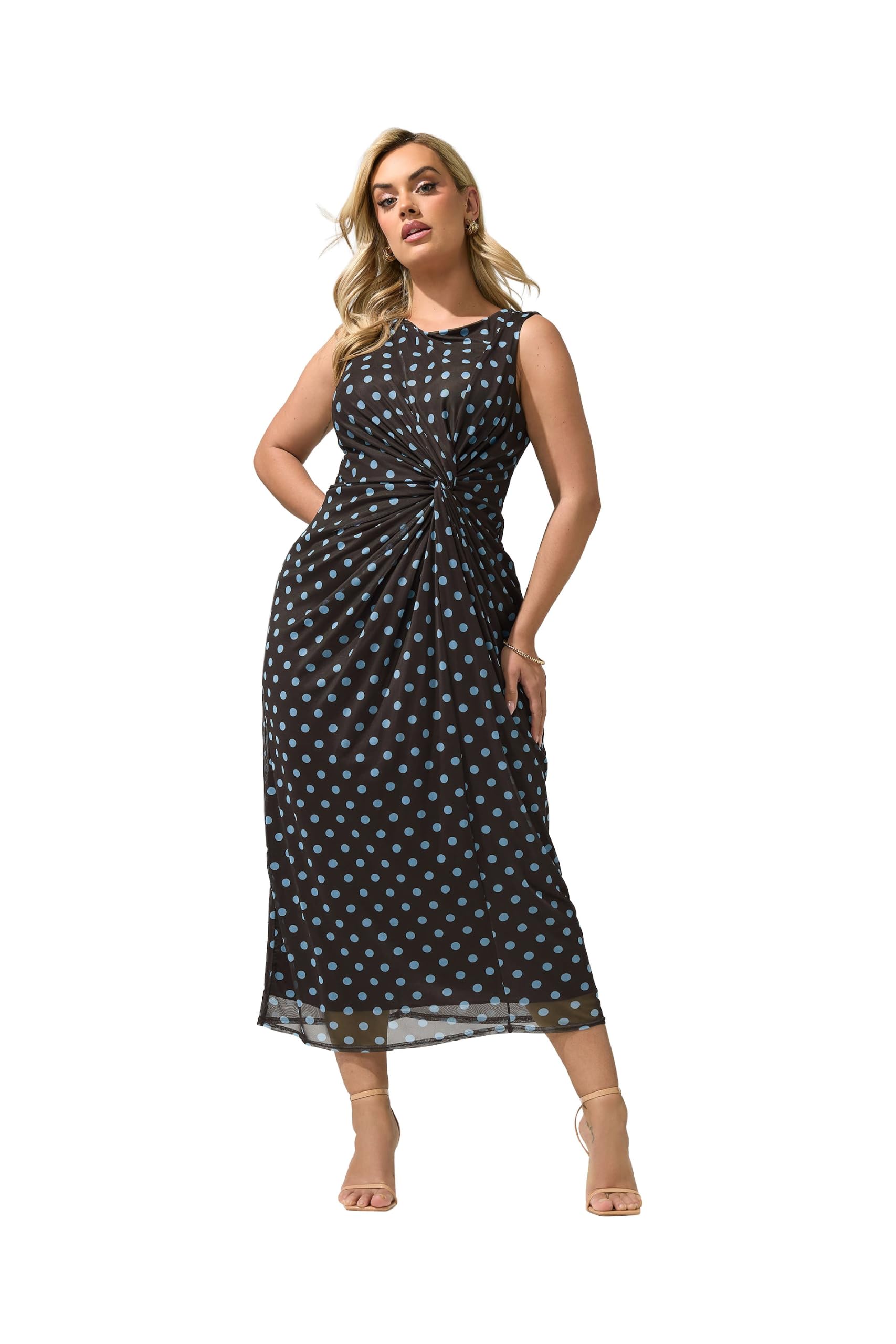 Yours London Curve Chocolate Brown Polka Dot Dress - Women's - Plus Size Curve