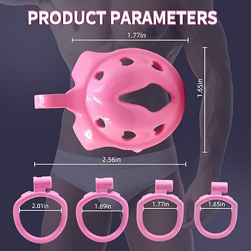 Vista 25 de Jaula de castidad Sissy - Jaula ligera para pene ABS + dispositivo de castidad de resina, juguetes sexuales para adultos con 4 tamaños diferentes