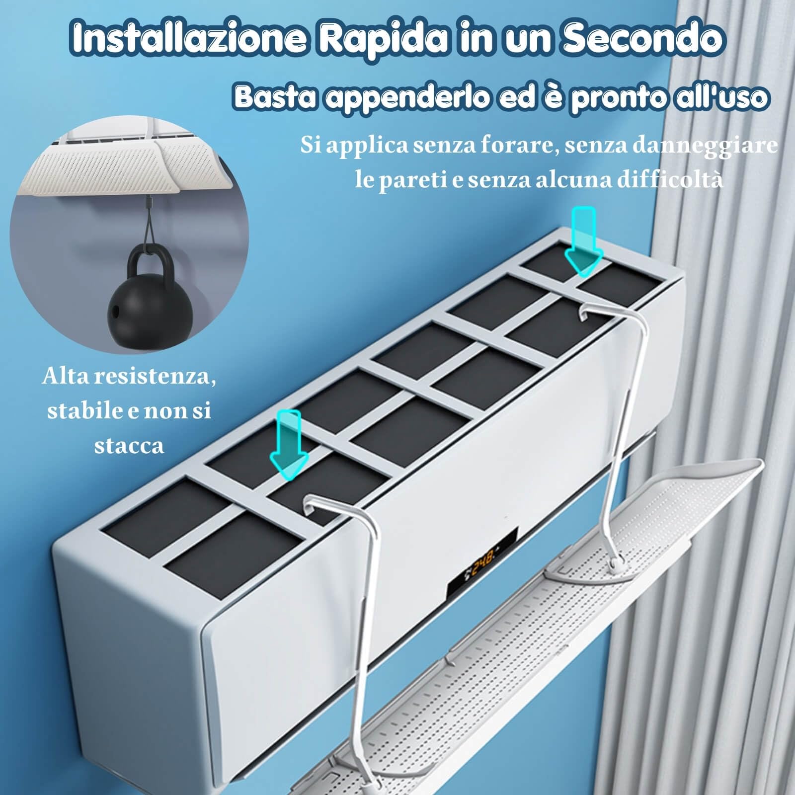 Deflettore Condizionatore Estensibile, Deviatore Aria Condizionatore Universale, Deflettori Aria, Materiale ABS Sicuro, Installazione Senza Attrezzi, Adatto a Casa Ufficio Persone Sensibili, Bianco