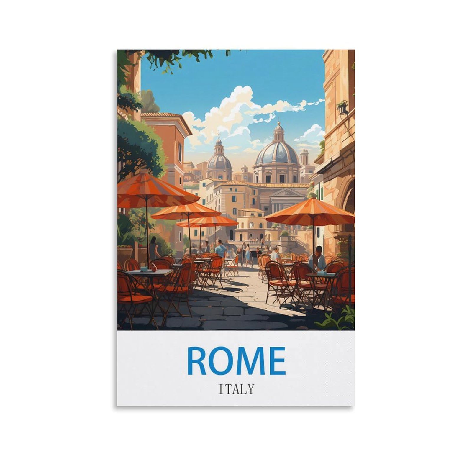 HeyBox Rome Italy Vintage Travel Poster 12x18inch(30x45cm) Canvas Prints Wall Art Paintings for Home Office Living Room Decor