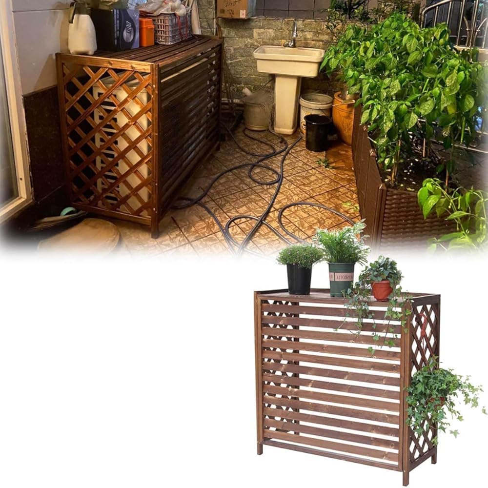 Housse de protection pour climatiseur en bois taille moyenne pour l'extérieur