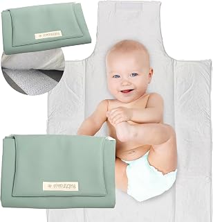 MIMUSELINA | Cambiador de Bebé Portátil y Plegable | Doble Lado: Anti-Calado e Impermeable | Perfecto para Paseo o Viaje | Funda Cambiador Bebe | Green Avenue