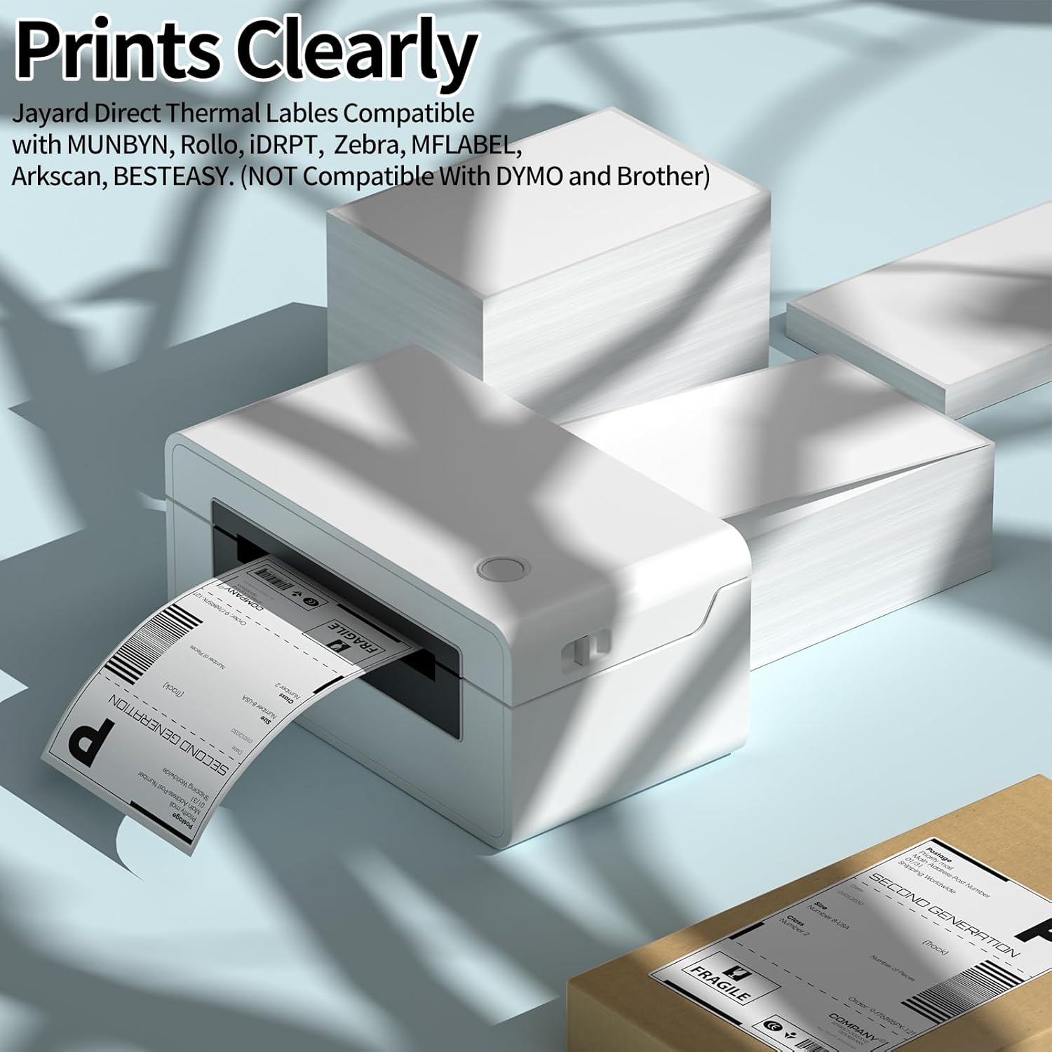 4" x 6" Direct Thermal Shipping Labels, for Commercial Grade Shipping, Perforated and Strong Adhesive Label Paper, Compatible with Most Rollo, Zebra, Munbyn, Nelko, Thermal Printers (100Lables/Stack) - Image 3