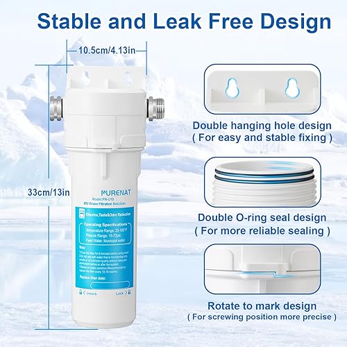 Miniatura 6 de Sistema de filtro de agua externo para vehículos recreativos incluye un filtro compuesto, altamente eficaz que reduce los sedimentos, el cloro, el