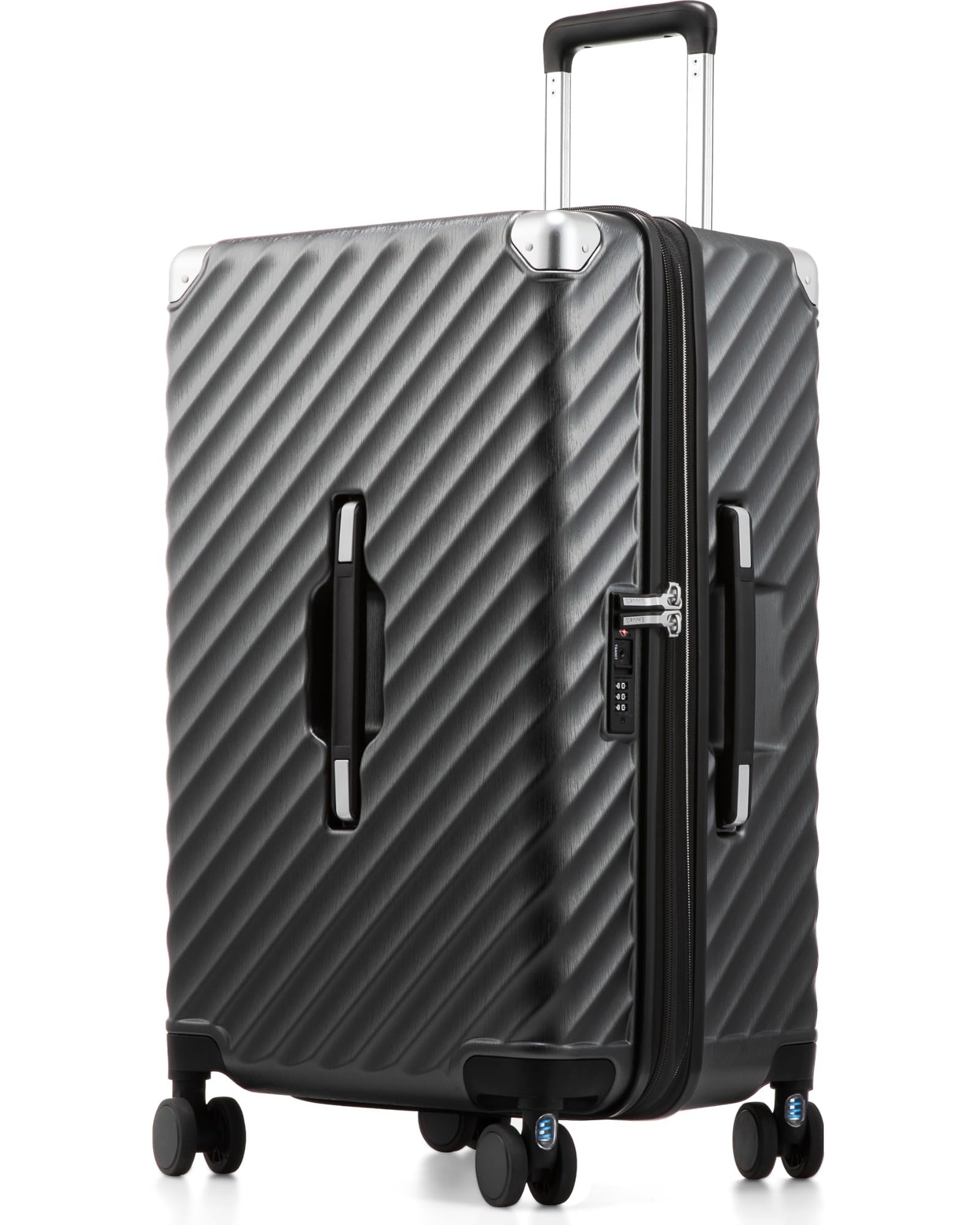 LUGGEX Trunk Luggage,KVT Expandable PC Hard Shell Medium Checked 24 Inch Suitcase with Shock - Absorbing Wheels & TSA Lock(EX-Pro,Charcoal Metallic,24