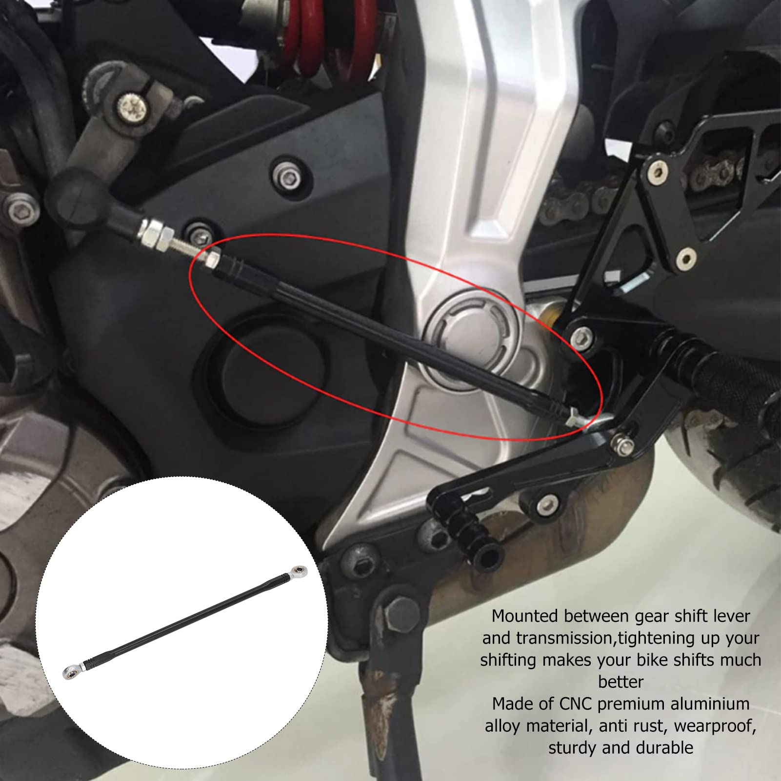 Buachois Asta del Cambio Per Moto Leva del Cambio in Lega di Alluminio Pedane Per Sedile Posteriore Cambio Barra di Collegamento 280mm Leva del Cambio Per Moto