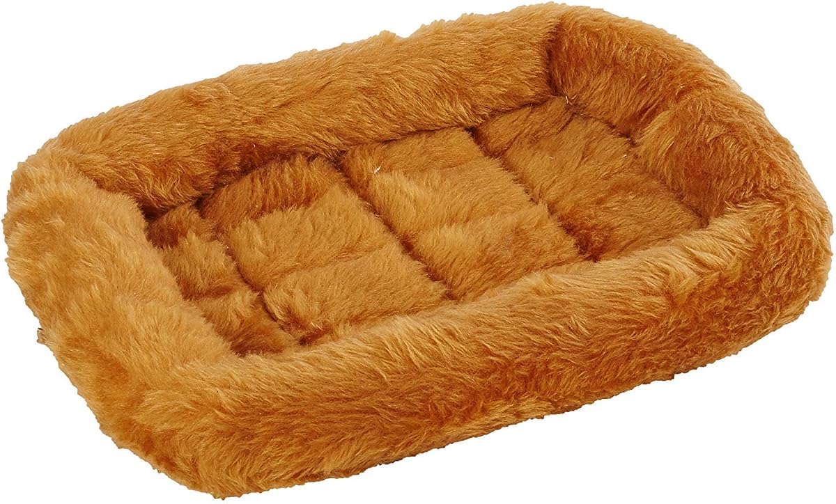 Cama para perros QuietTime XXS: almohadilla de piel sintética de canela, ultrasuave y lavable a máquina, se adapta a cajas y portadores de 18 pulgadas, para perros y gatos pequeños