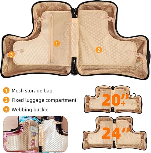 Miniatura 5 de AO WEI LA OW N-A Maleta Montable para Niños con Ruedas, Equipaje Scooter para Viajes de Niños Pequeños, Maleta Duradera para Niños y Niñas de 2 a 12