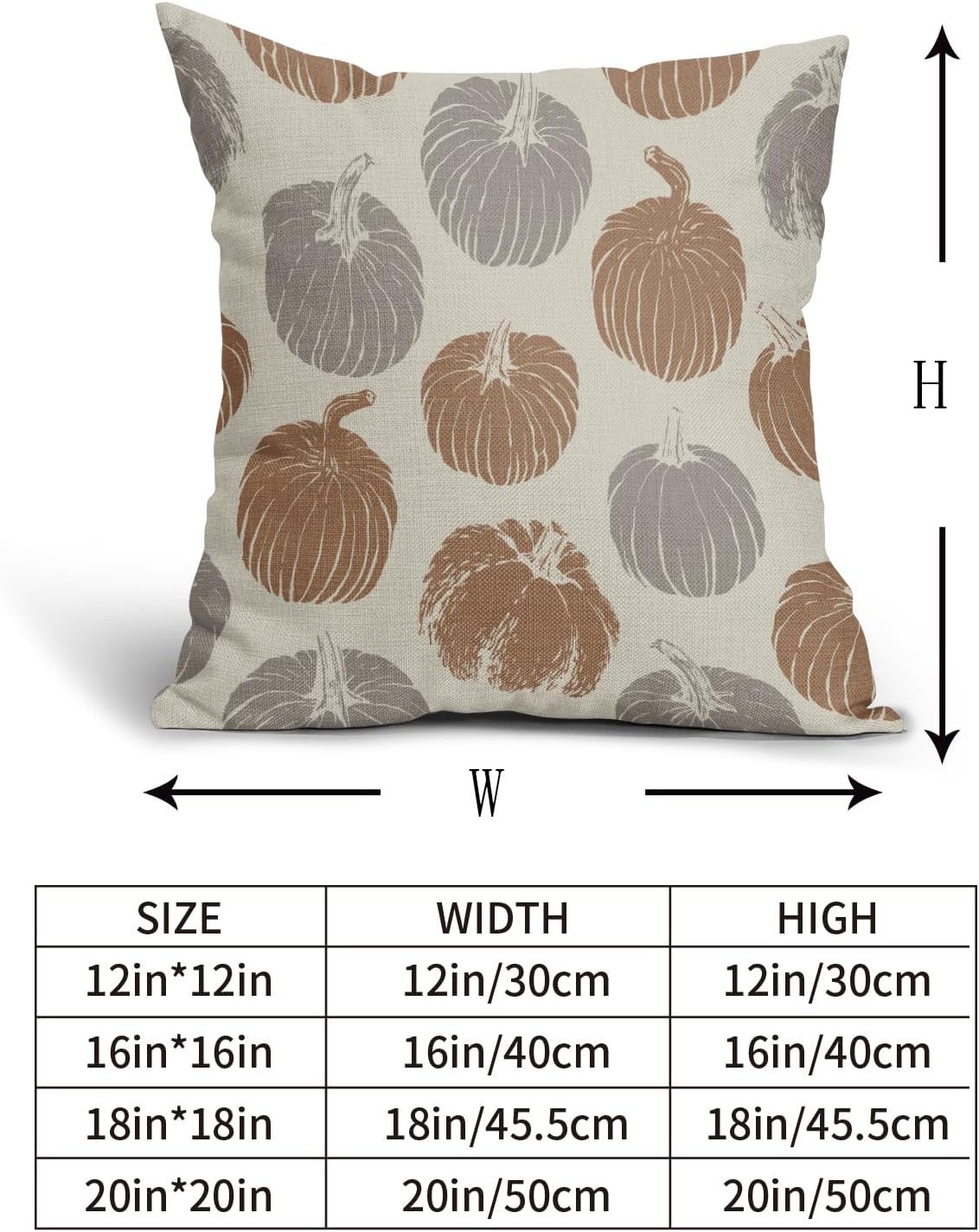 Brown Grey Gray Pumpkin Fall Pillow Covers 18x18 Set of 2 Autumn Harvest Print Thanksgiving Decorative Throw Pillows Outdoor Farmhouse Cushion Case Seasonal Decor for Couch Sofa Bed image 5