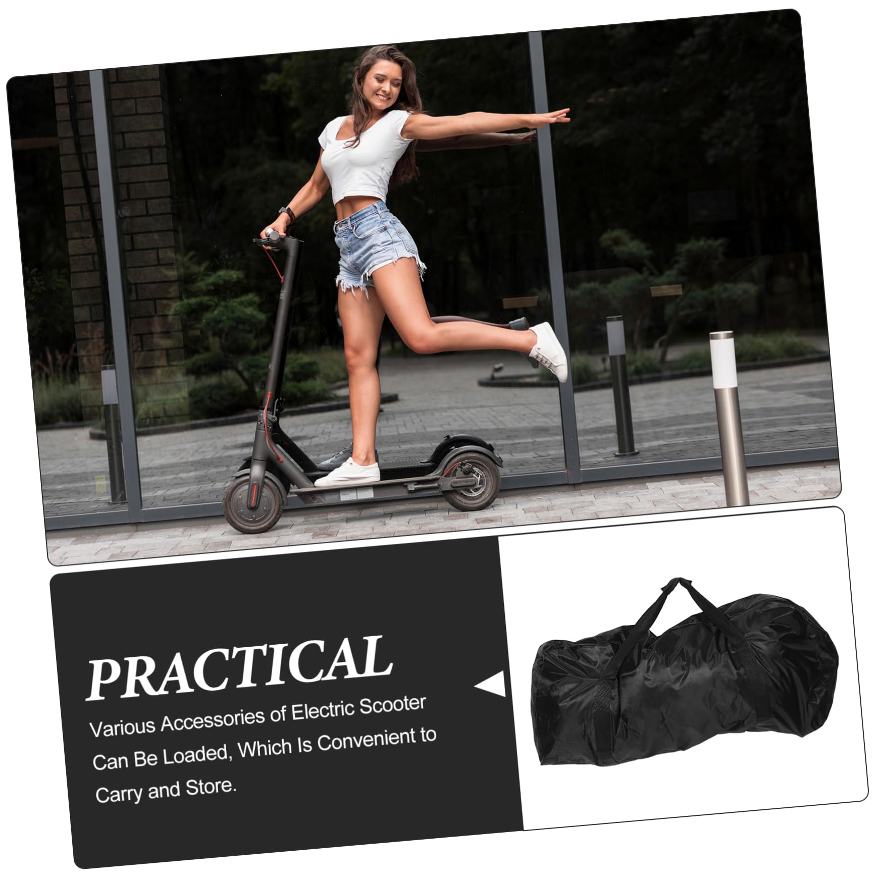 BESPORTBLE Sacoche de Rangement pour Trottinette Électrique en Nylon Noir Grosse Capacité et Protection Robuste pour Accessoires et Déplacements Urbains