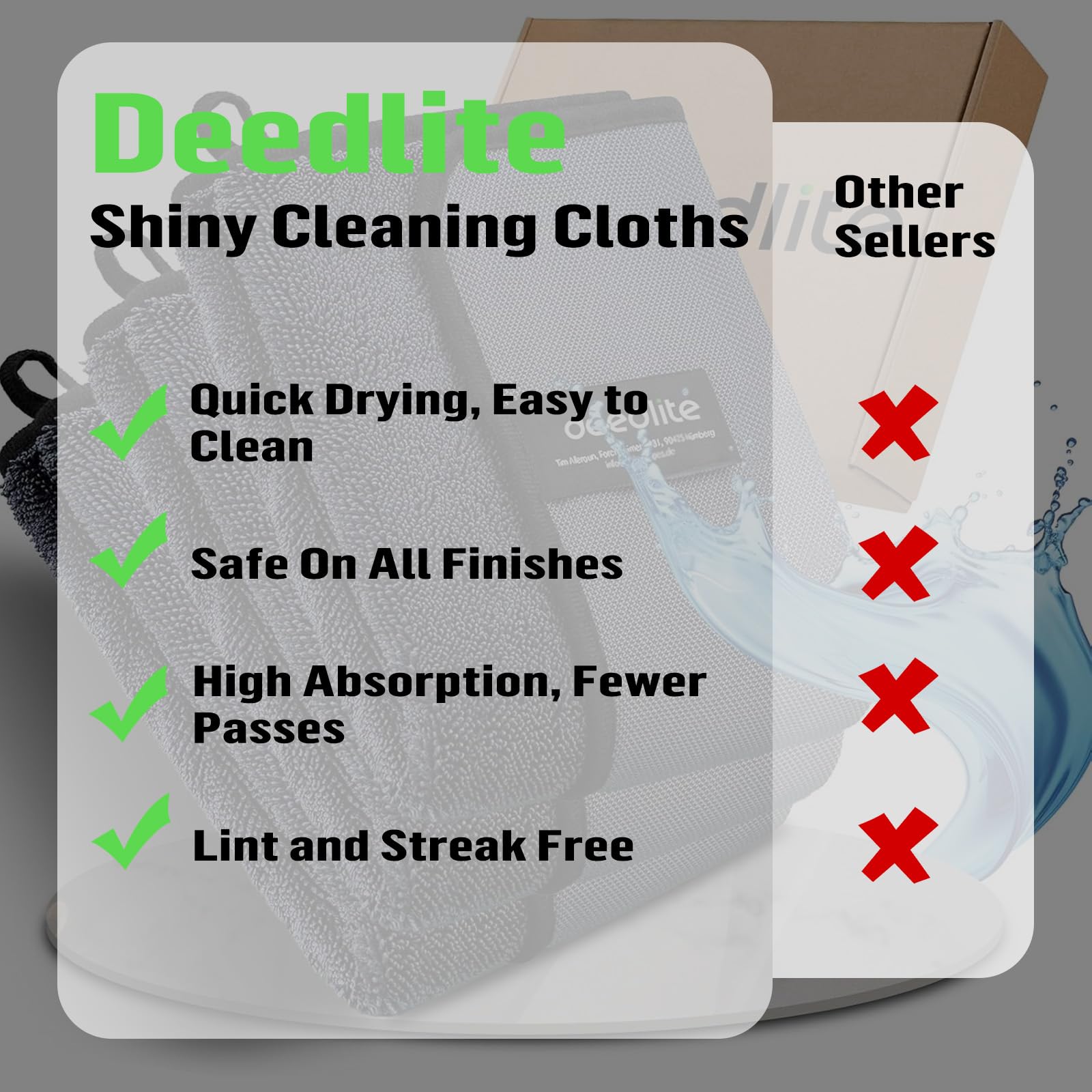 Shiny Bath Wipes Shower Cleaning Cloths Premium Car Drying Towel Ultra Absorbent Twisted-Loop Design Microfiber Towel for Car — view 5