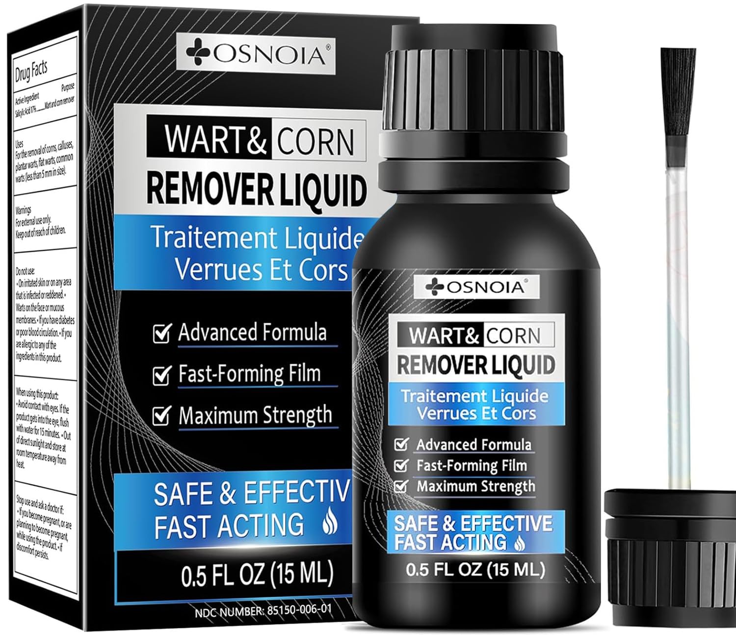 Wart Remover Liquid with 17% Salicylic Acid – Fast Acting Skin Tag Remover for Plantar, Common & Flat Warts, Corn & Callus Removal (15ml, Orange)