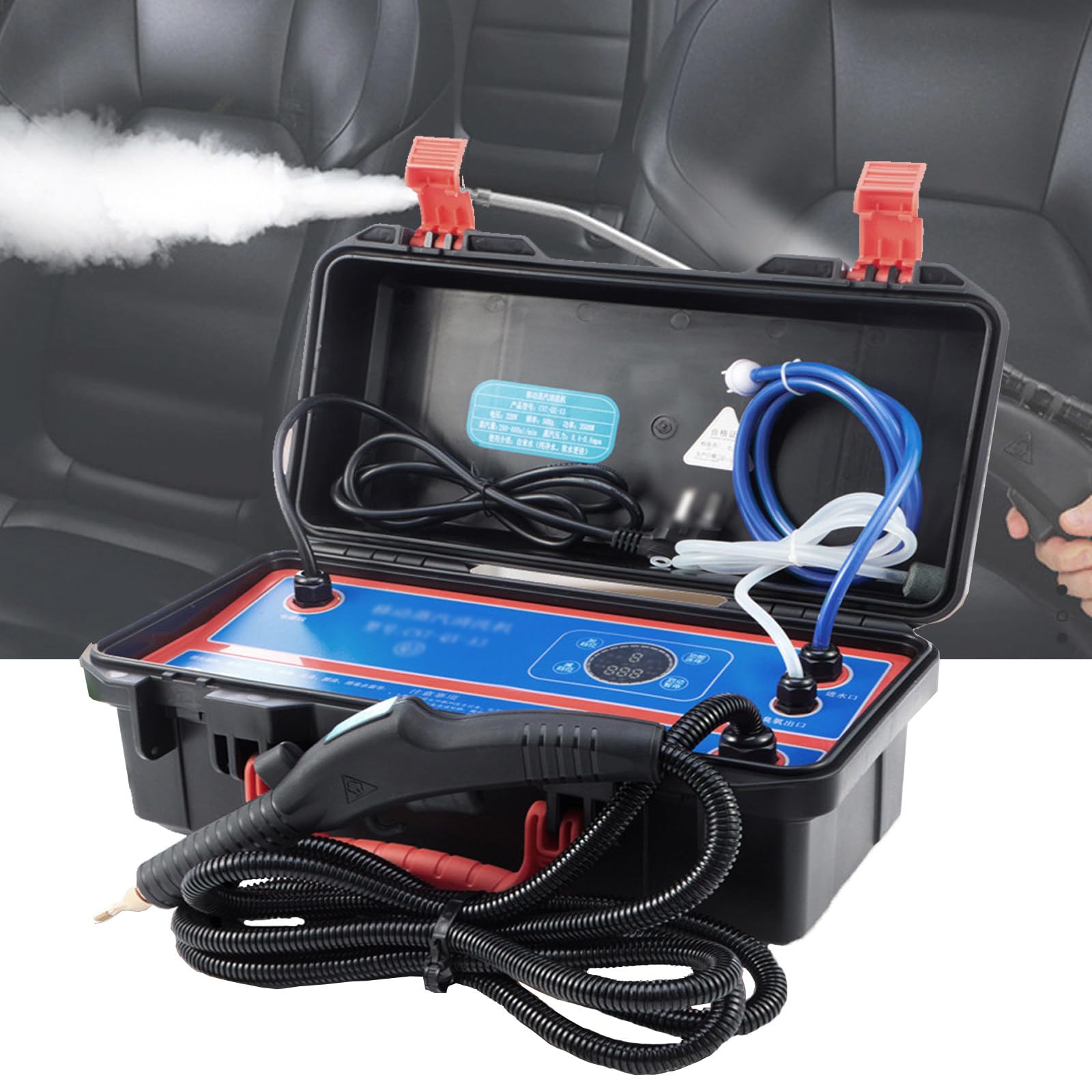 Pulitore a vapore multifunzione, pulitore a vapore portatile ad alta pressione per la pulizia del vapore per auto per i dettagli automatici Macchina a vapore elettrica portatile