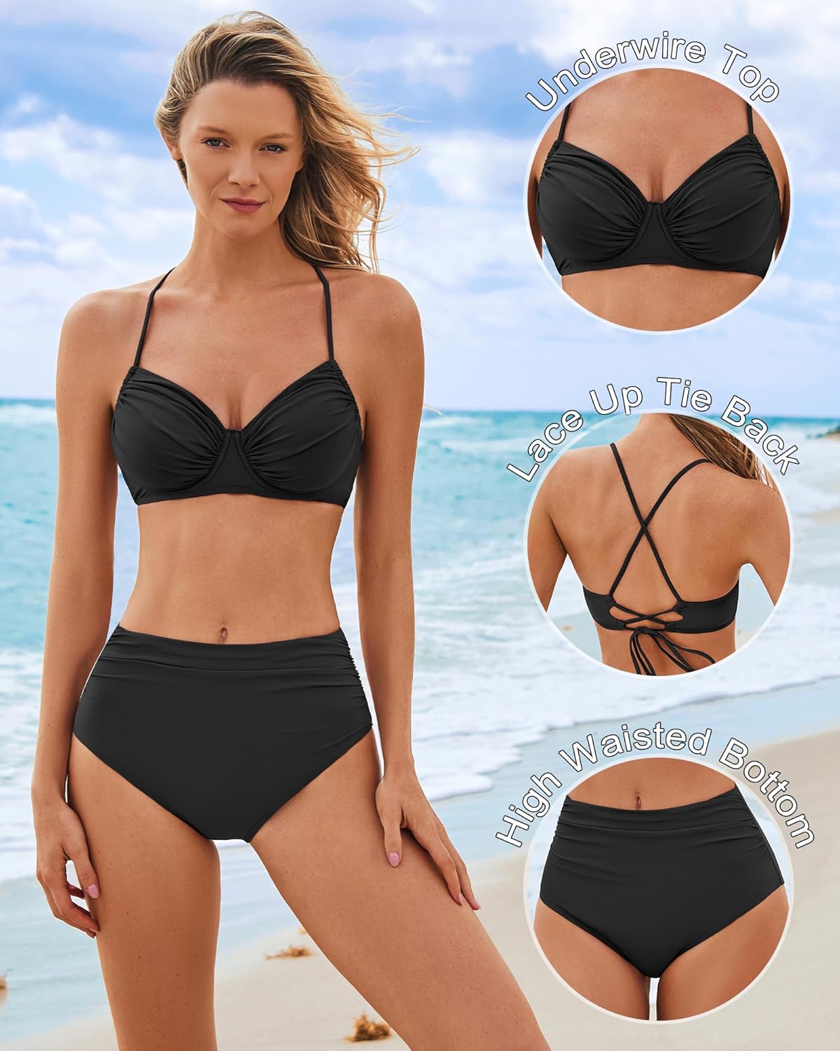 Jolefille Women High Waisted Bikini Sets Underwire Push Up Swimsuit 2 Piece Tummy Control Bathing Suits Teens Swim Suit 2026 - Image 5