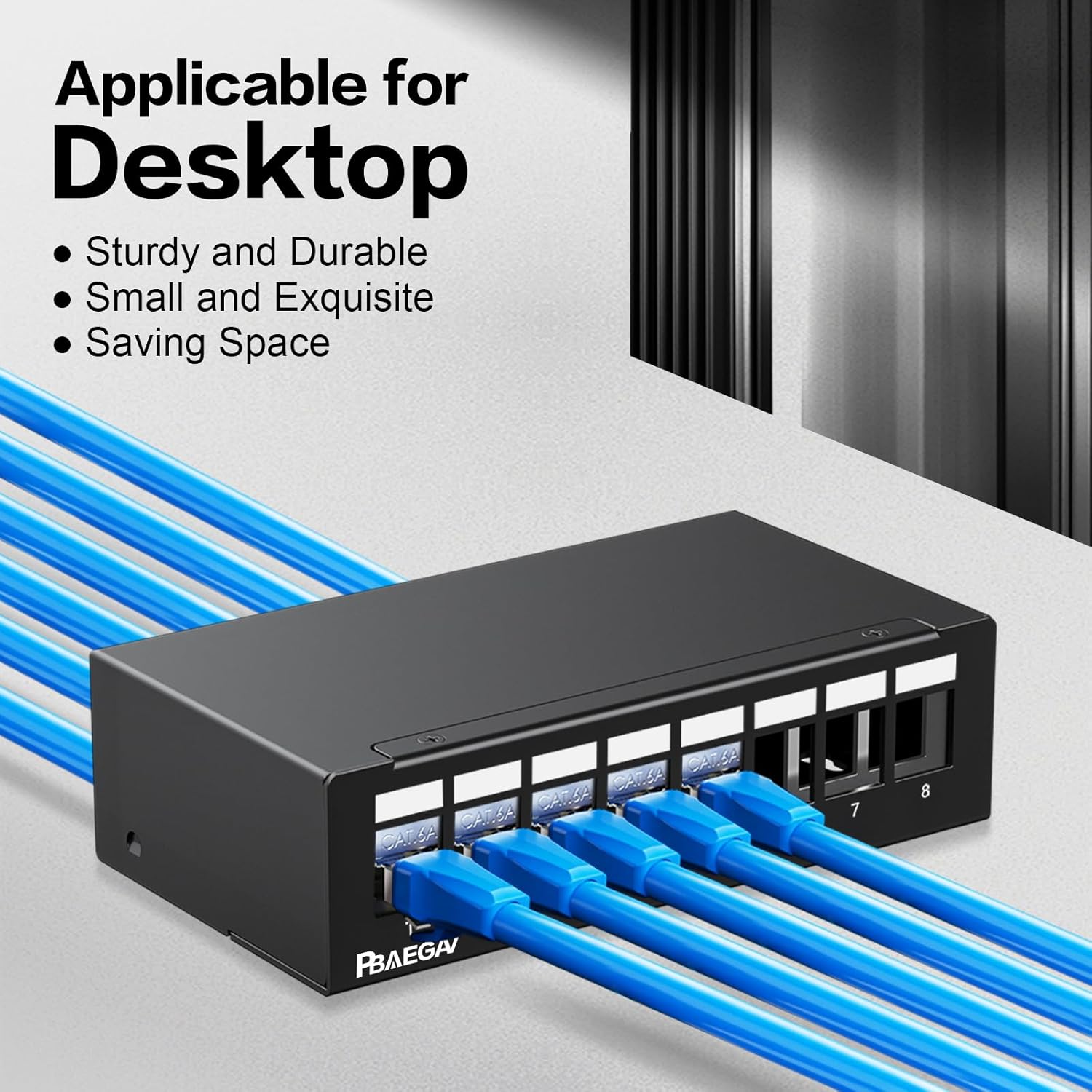 Patch Panel 8 Port Keystone Network STP Blank Patch Panel Compatible with LC/SC/ST/FC/USB/HDMI Keystone Jack for Desk Mount Home Ethernet Termination Box(1U 8 Port)