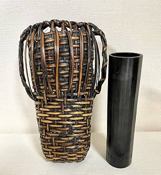 Amazon.co.jp: 茶道具古代鉈籠花入鉈籠なた篭塗竹花器花生竹網花