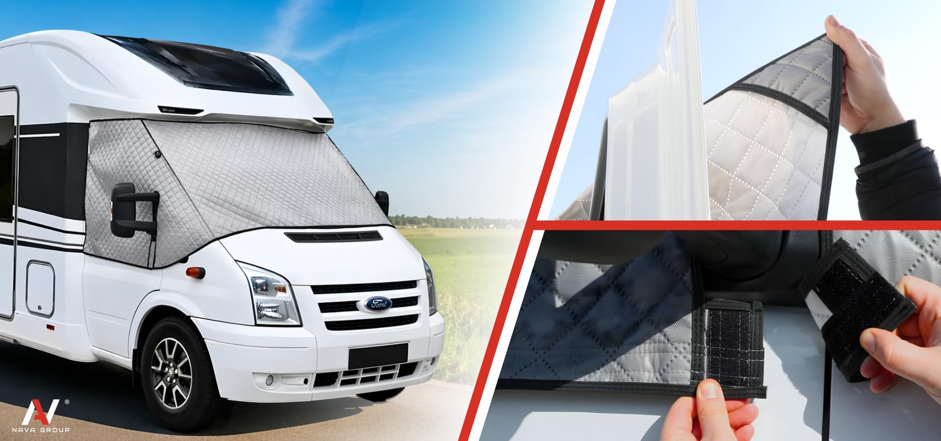 Thermomatte Außenisoliermatte für Ford Transit VI 2006-2013 Wohnmobil, Front- und Seitenscheibenabdeckung Fahrerhaus, Thermoschutz Sonnenschutz Winter Schnee EIS Abdeckung, 5-lagige Thermomatten