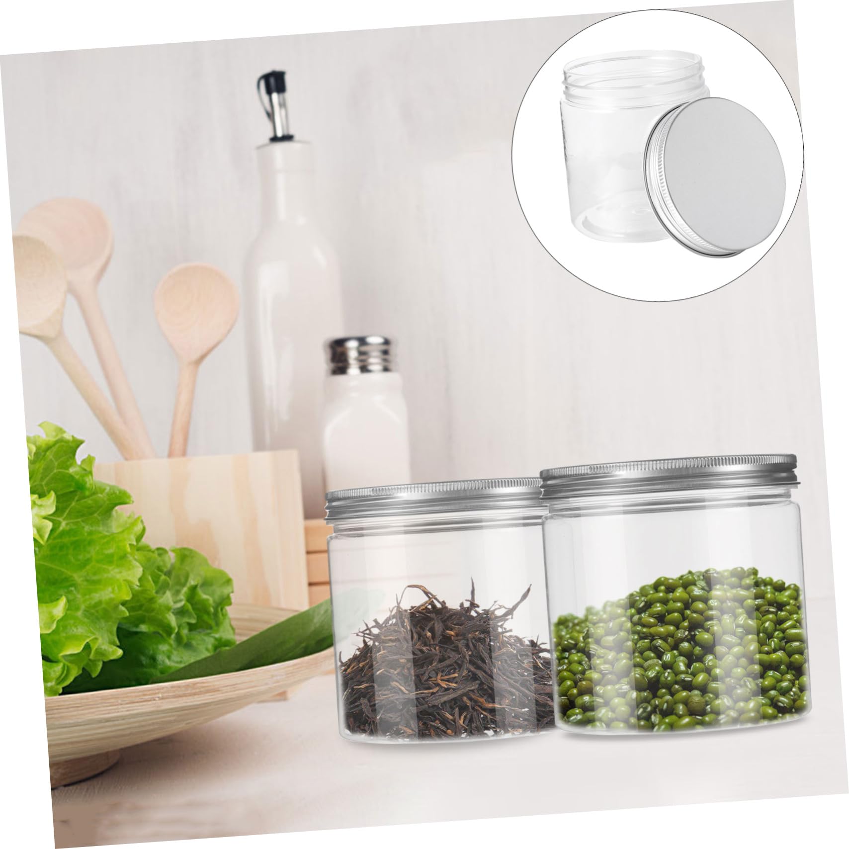 Mipcase 12 Piezas Frascos de Plástico para Almacenar Contenedor de Alimentos de Tapa de Aluminio para Cocina para Contenedor de Alimentos Secos