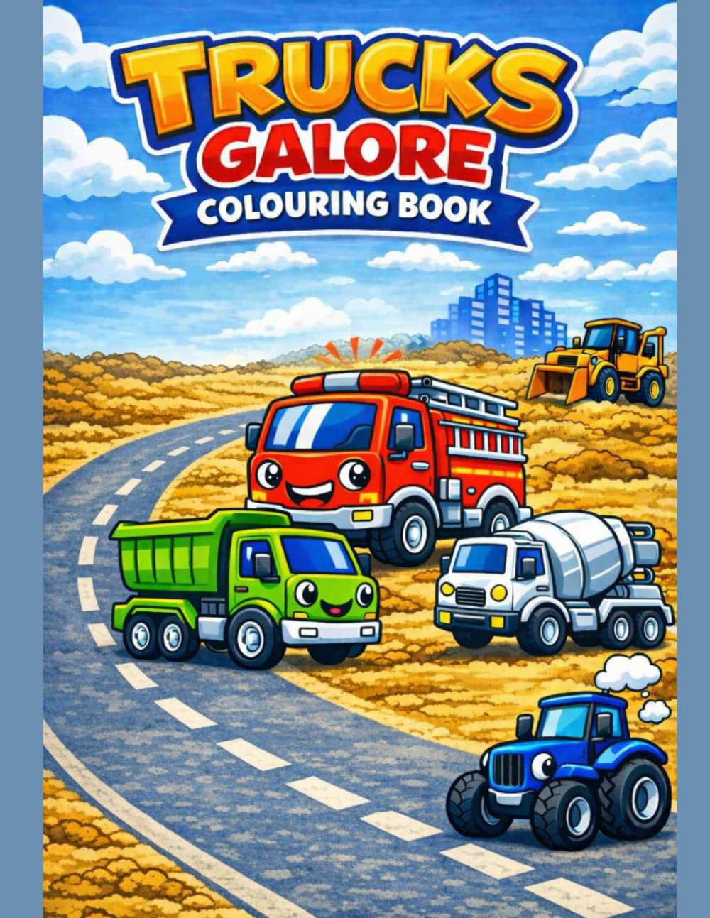 Trucks galore colouring book: A busy day of trucks to colour