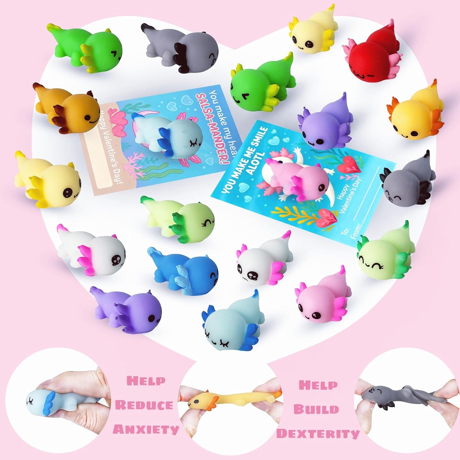 24 Packs Axolotl Mochi Squishy Toy,Bulk Stress Relief Fidget Toy,Mini Squishies Axolotl Party Favors Classroom Gifts