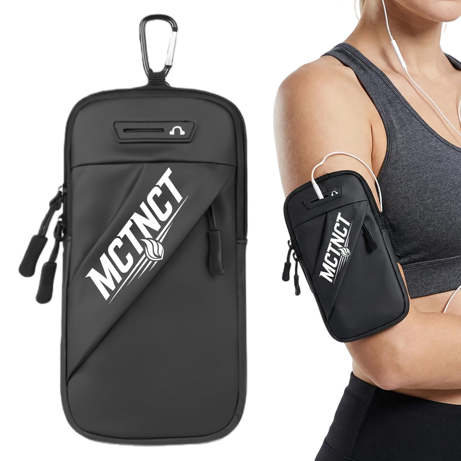 Handytasche Joggen Verstellbare mit Handgelenktasche,Armtasche,Handy Handyhalterung Universal,Passend für Fitnessstudio,Wandern,Laufen,Wasserdicht,Luftdurchlässig,Handys unter 7 Zol,Schwarz