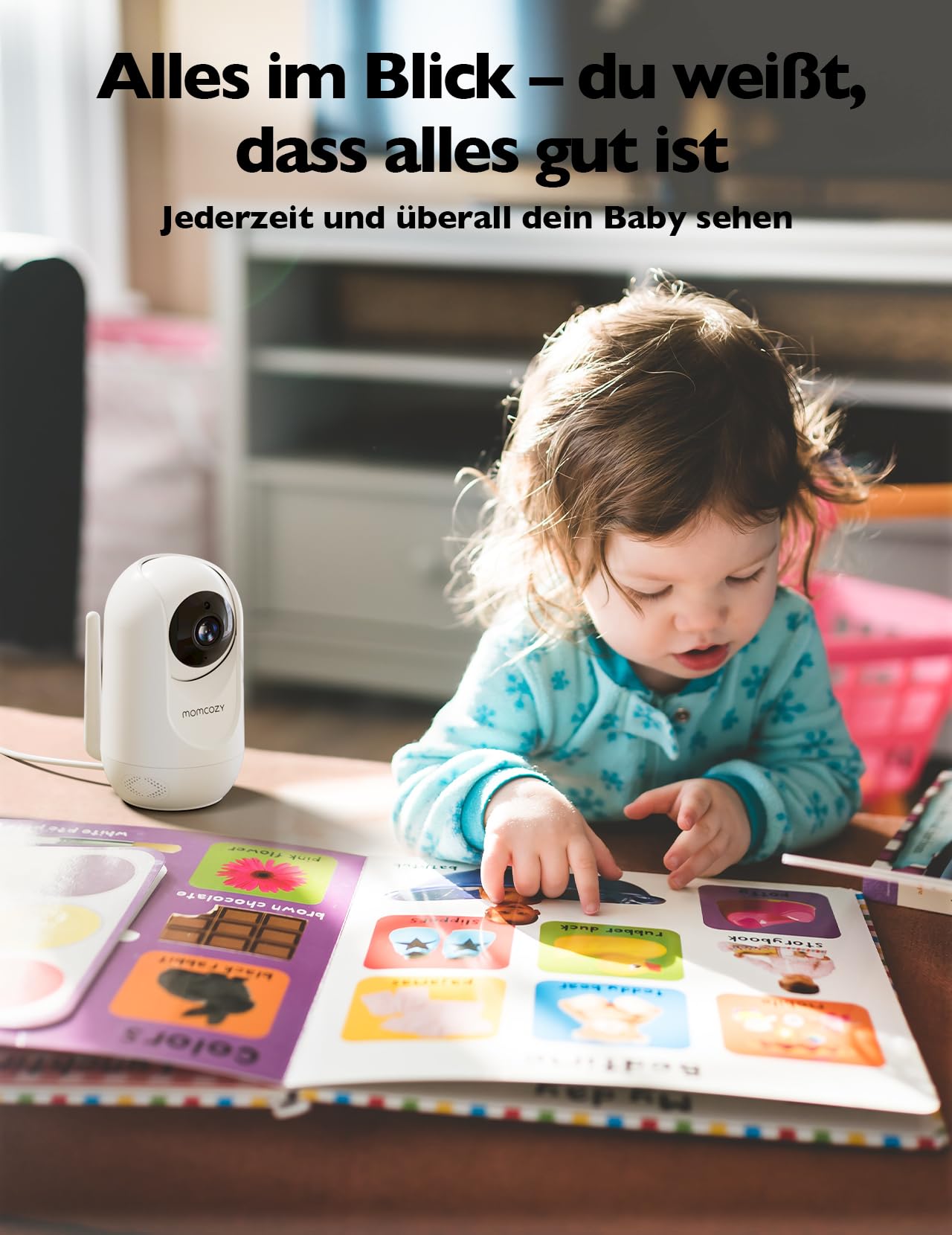 Momcozy Babyphone mit Kamera 5 Zoll 1080P HD-Video 5000 mAh Akku IR-Nachtsicht Weitwinkelobjektiv 2-Wege-Audio Vox-Modus 960 Fuß Reichweite