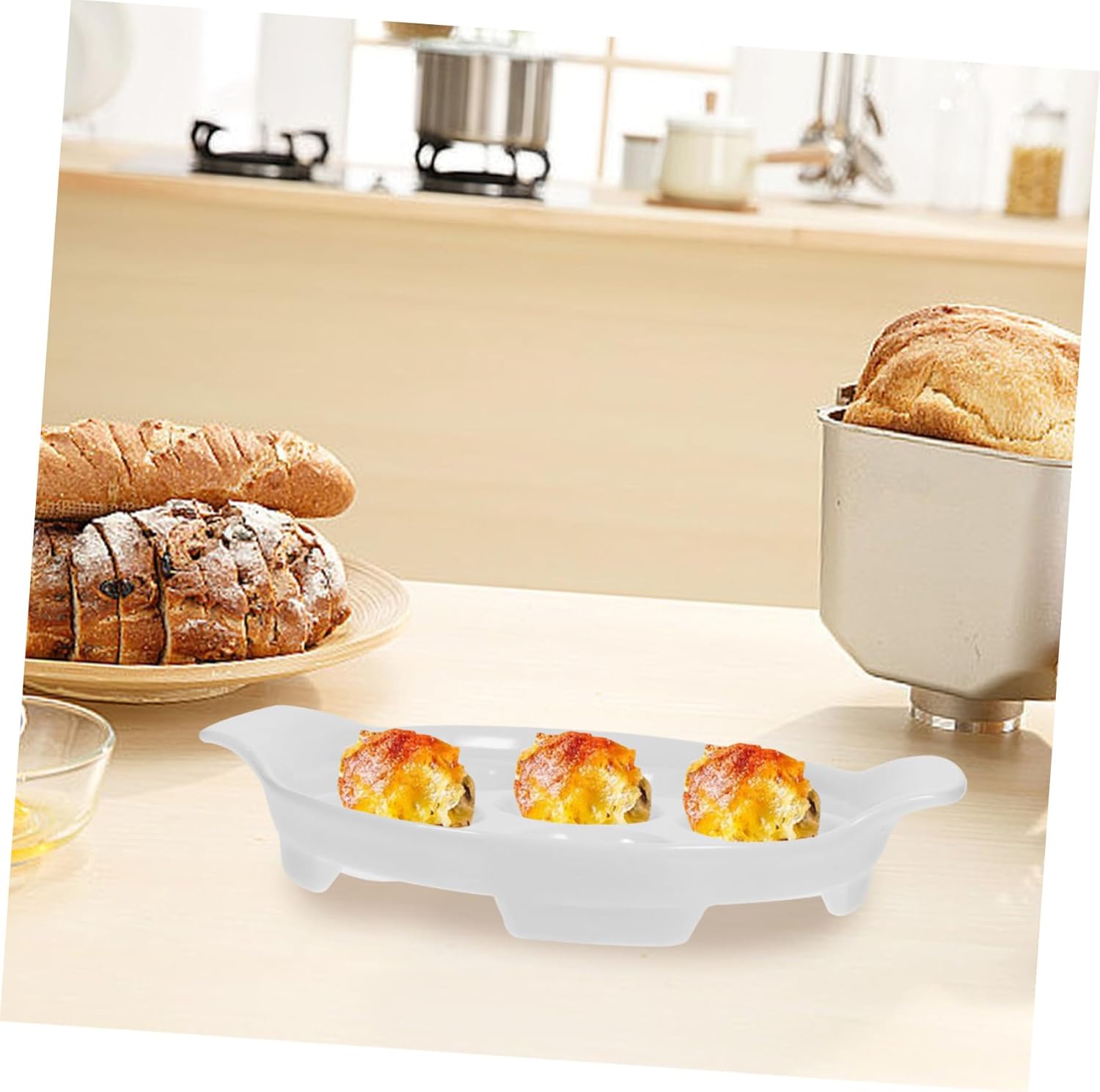 4pcs Ceramic Escargot Baking Dish Snail Serving Plates with Holes for Family Gatherings for Escargot and Various Dishes