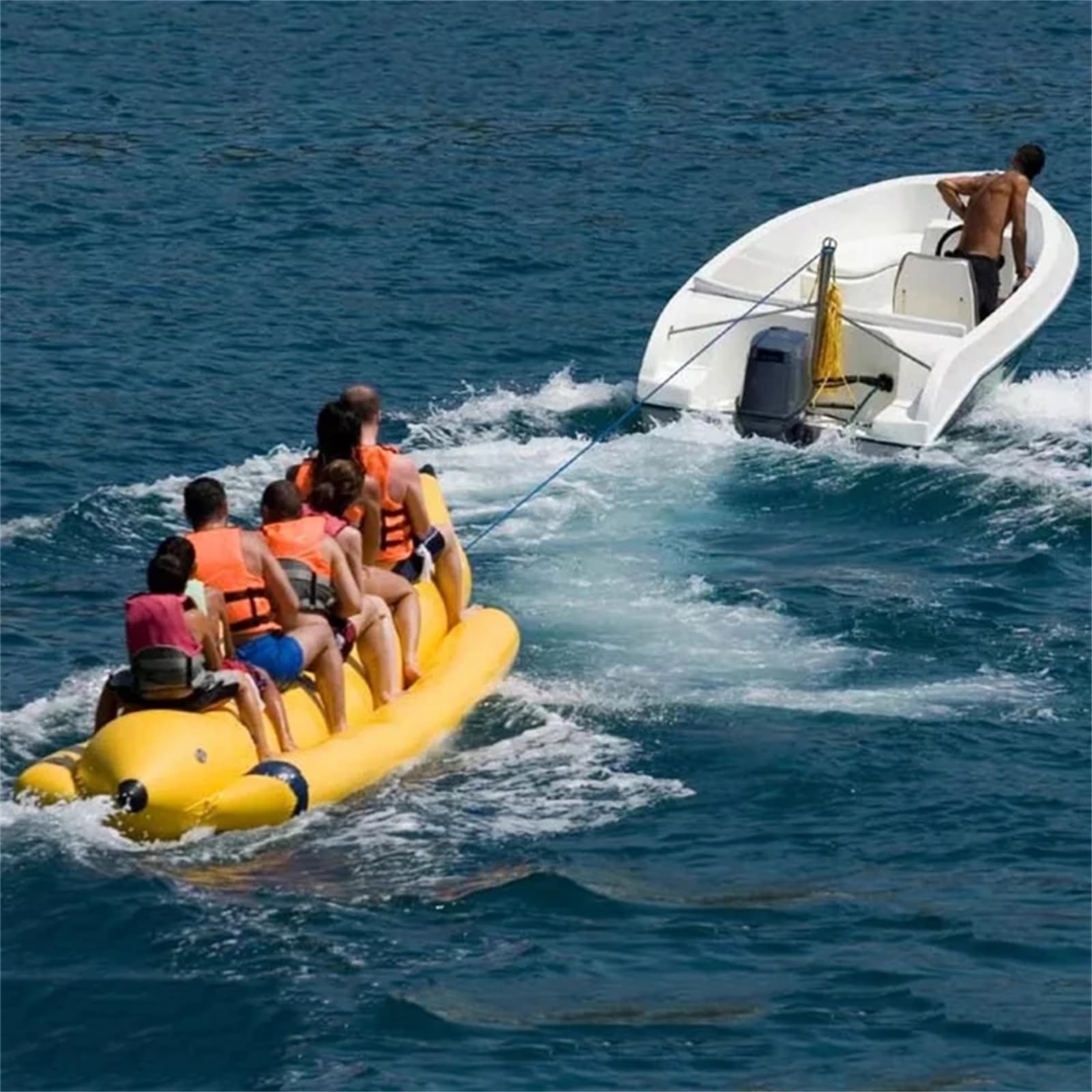 Barca di banana gonfiabile per sport acquatici, design a doppia fila per tempo libero e intrattenimento, perfetta per attività di mare e surf