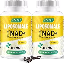 Liposomal NAD+ & Trans-Resveratrol 800mg Softgels, More Efficient NMN Alternative Than NMN, High Absorption, Real NAD+ Supplement for Cell Repair (60 Count (Pack of 2))