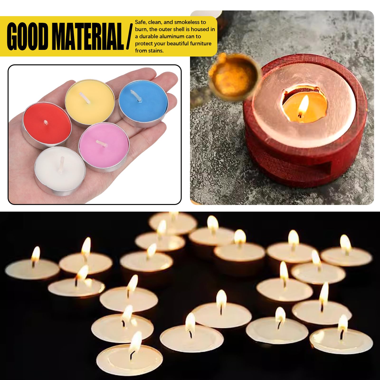 70 lumini in alluminio a lunga combustione, candele non profumate, mini candele tealight per cene romantiche, matrimoni, feste