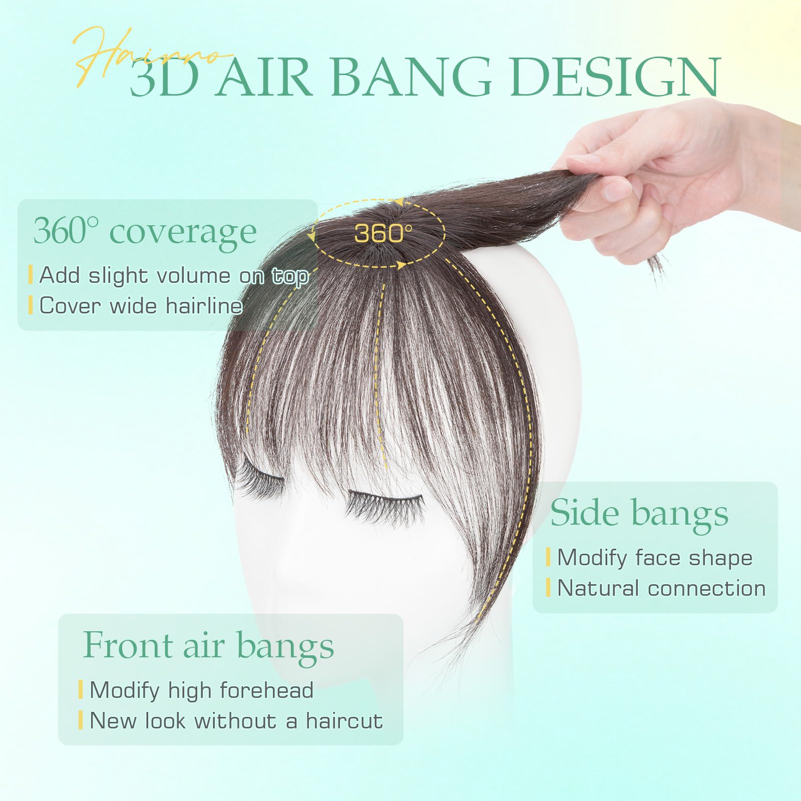 Clip In Human Hair Bangs Topper 11 Inches Wispy Thin Air Bang Bangs Hair Clip in Bangs 100% Real Human Hair Extensions  main image 2