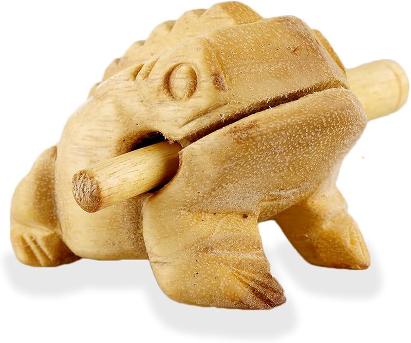 ART-CRAFT Fa Béka Hangszer Kurbágahang Effekt Zenei Eszköz Barna Ahşap 11cm Relaxációs Terápia