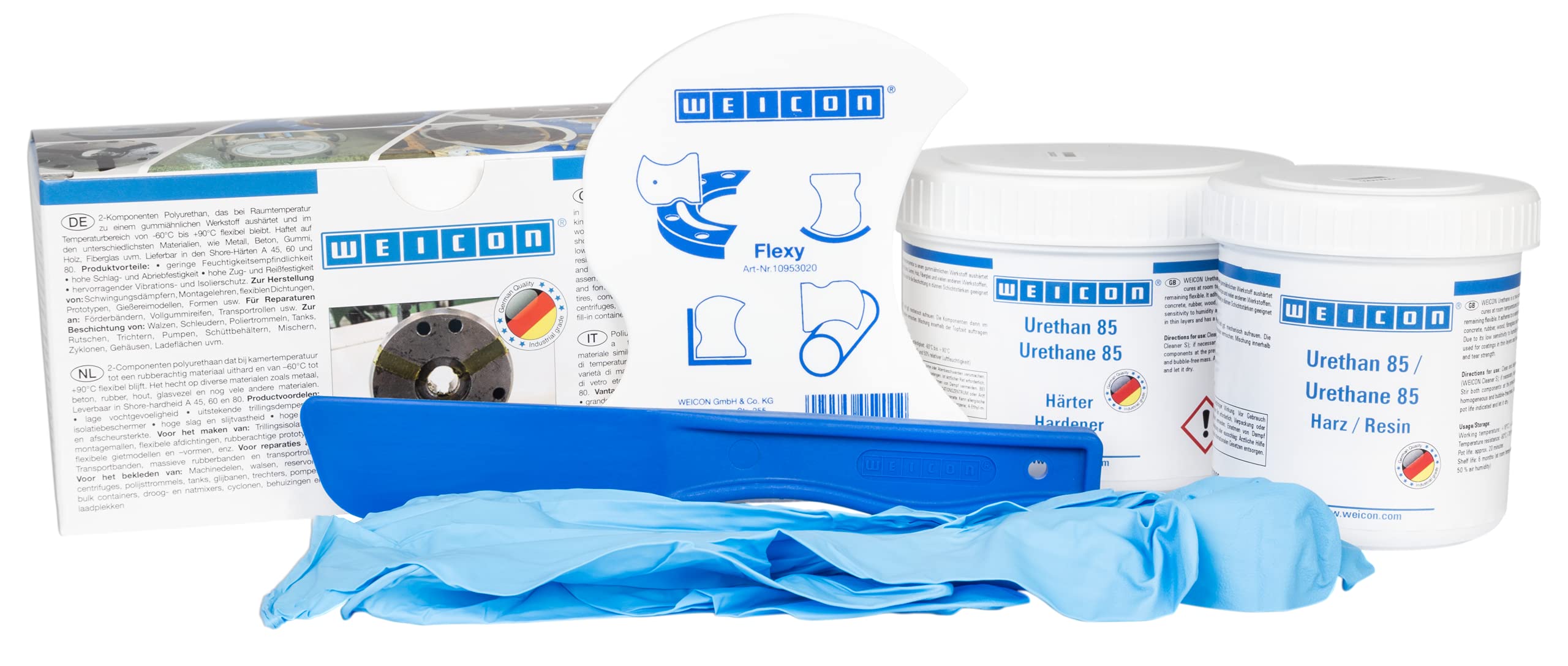 WEICON 10800540-36 Urethane 85 540g Masilla de Relleno para Reparar, retocar y recubrir rápidamente Goma y Metal