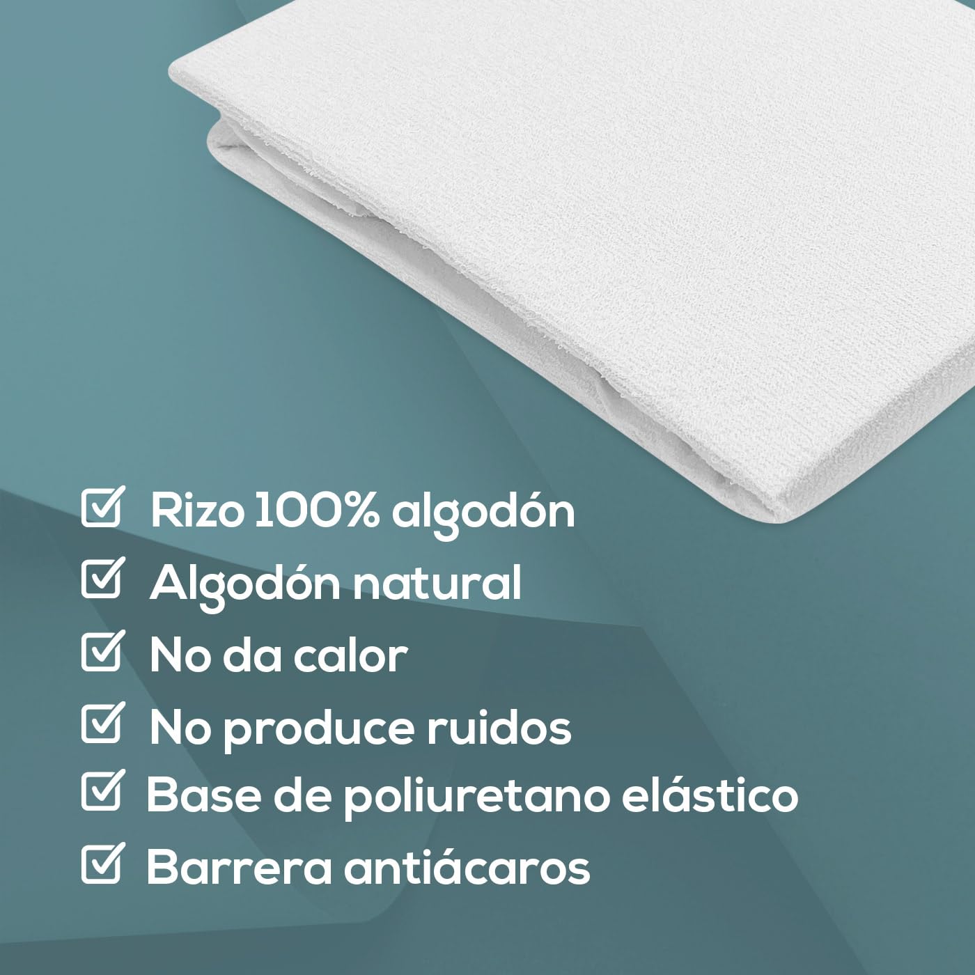 Duérmete Online - Funda Protector Rizo Ajustable para Colchón, Impermeable y Transpirable, Tacto Suave, Tejido Algodón Natural, Antiácaros y Antibacterias, Blanco, 135 x 190