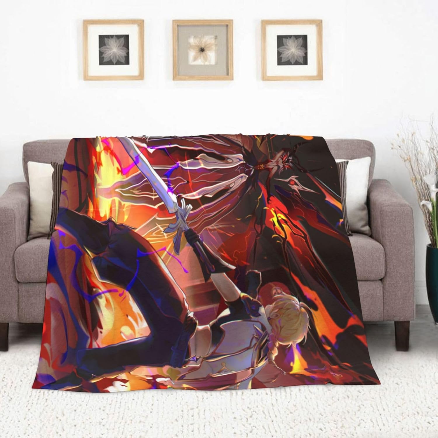 毛布 原神 ブランケット フランネル 超極細繊維 大判 ひざ掛け エアコン対策 ふわふわ 肌に優しい 薄手 軽量 洗える 暖かい お