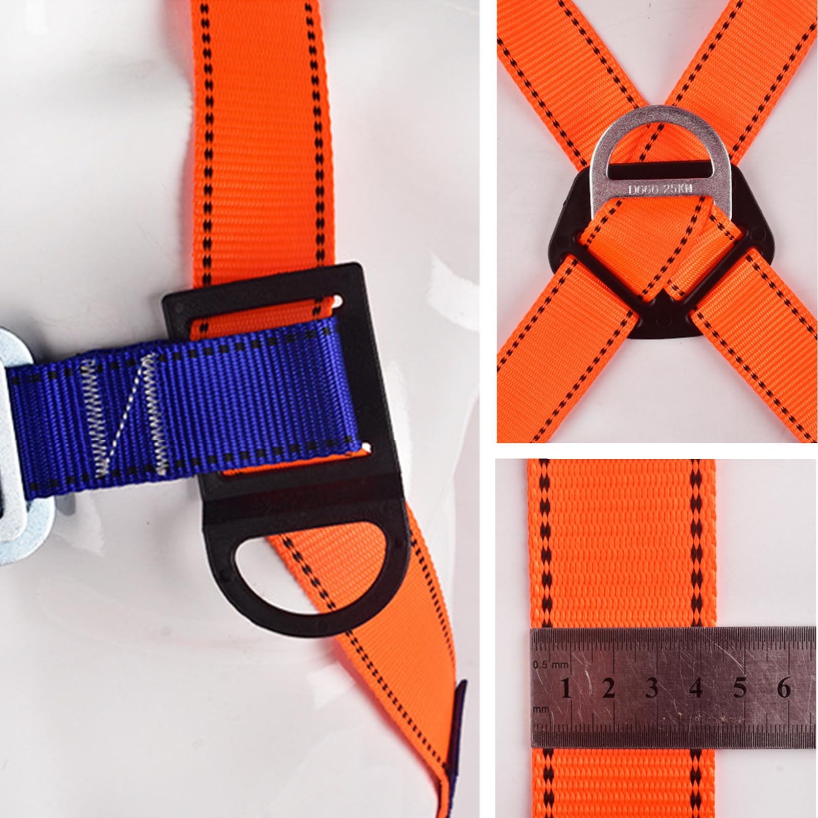 Conjunto Arnés Anticaídas: Arnés de 5 Puntos, 2 Ganchos, 2m de Cuerda de Seguridad, Dispositivo de Captura + Regalo: Chaleco Reflectante y Mochila