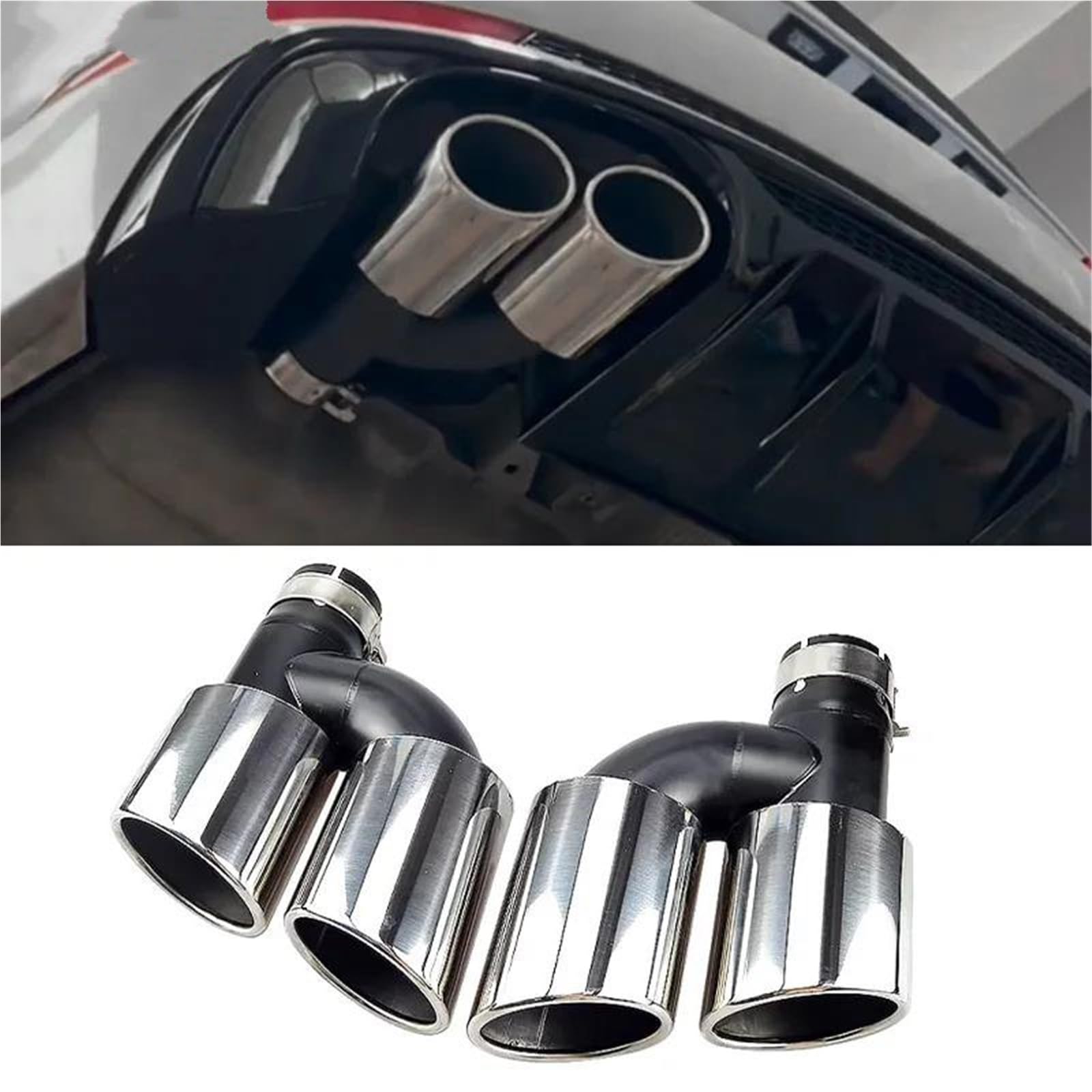 Dla Audi A4 A5 A6 A7 Upgrade S4 S5 S6 S7 Tłumik Ze Stali Nierdzewnej Układ Wydechowy 1 Para Cztery Wyloty Rur Wydechowych Akcesoria Samochodowe(Matte Black)