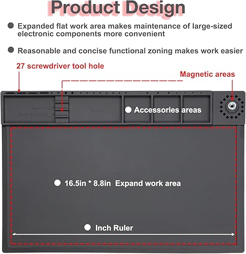 Miniatura 3 de Alfombrilla de soldadura de silicona resistente al calor 932F, ampliando el área de reparación, alfombrilla de trabajo de reparación electrónica,